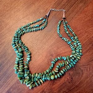 Flawless Natural Turquoise Nugget Triple-Strand Necklace